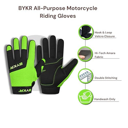 All Weather Motorcycle Gloves for Men & Women (Fluorescent Green / Small)
