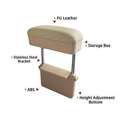 Auto Car Armrest Extender Support Elbow & Forearm Arm Wrist Rest Support Adjustable Height Comfort Pad Universal Fit for Most Car Models Center Console (Beige)