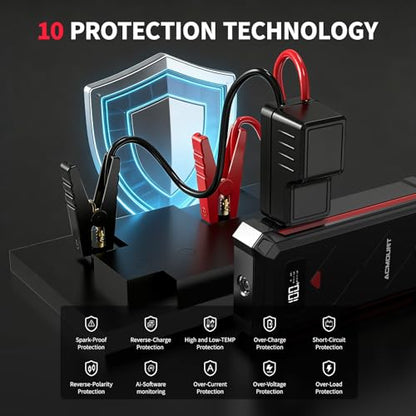 P100 5000A Car Battery Jump Starter for 10.0L Gas (red)