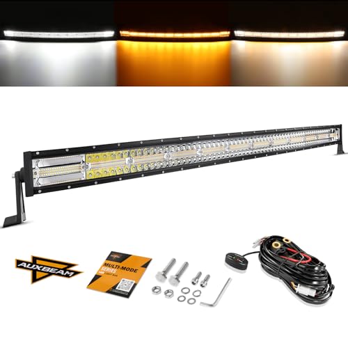 50 Inch Curved LED Light Bar 288W 6 Modes Amber White Driving Light (Amber White 50" Curved)
