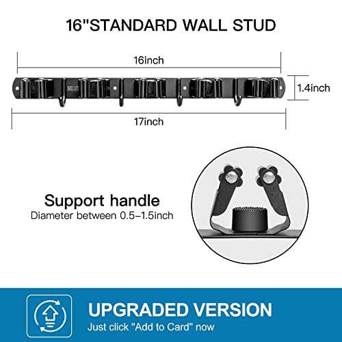 Broom Holder Wall Mount (5 Racks with 4 Hooks / 1 Pack)