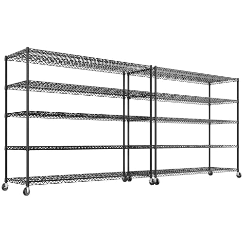 Storage Shelves 3200 LBS Capacity Wire Shelving with Wheels Heavy Duty Metal Shelf for Warehouses (2 Set-60''W X 18'' D X 73'' H)