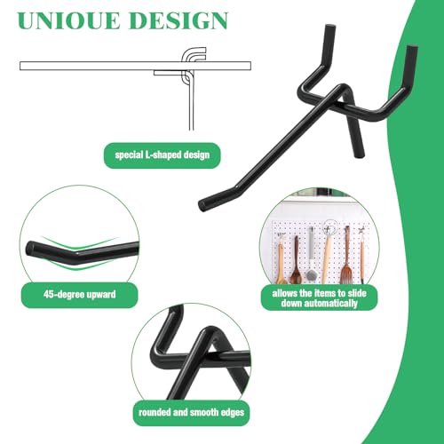 50Pcs 2" 5CM Pegboard Hooks Assortment Set (2 Inches / Black)