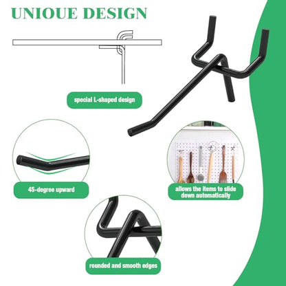 50Pcs 2" 5CM Pegboard Hooks Assortment Set (2 Inches / Black)