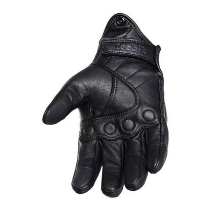 Goatskin Leather Motorcycle Motorbike Powersports Racing Gloves Reflective Skull Touchscreen for Men and Women Model (HEE7 / Medium)