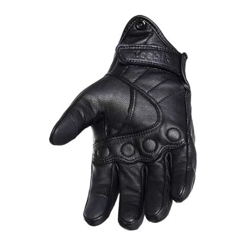 Goatskin Leather Motorcycle Motorbike Powersports Racing Gloves Reflective Skull Touchscreen for Men and Women Model (HEE7 / XX-Large)
