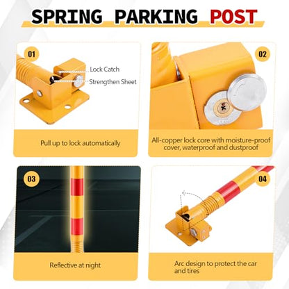 2 Pcs Spring Parking Post Barrier (Red)