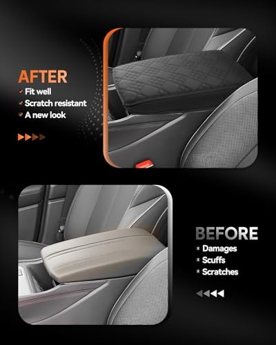 for 2025 2026 Jeep Wagoneer S Center Console Cover Armrest Box Cover for Wagoneer S (Wagoneer S Thickened Black Leather Square)