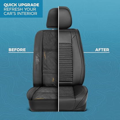 Curated Wicker Leather Seat Covers for Cars & SUVs (Black (Wicker) / Front Seats)