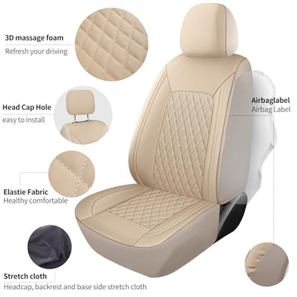 Faux Leather Front Car Seat Covers (N1 Beige / Front Seat)