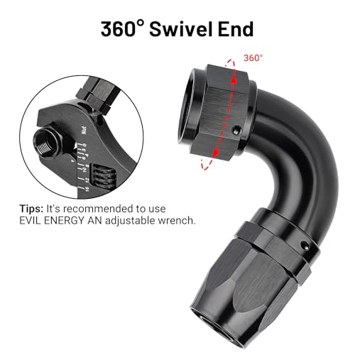 12AN 120 Degree One Piece Full Flow Hose End Fitting Swivel for CPE Braided Hose (12AN / 120 Degree)