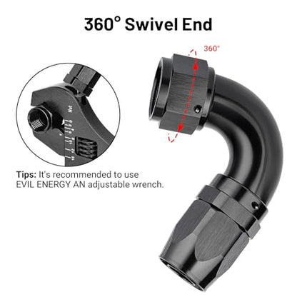 12AN 120 Degree One Piece Full Flow Hose End Fitting Swivel for CPE Braided Hose (12AN / 120 Degree)