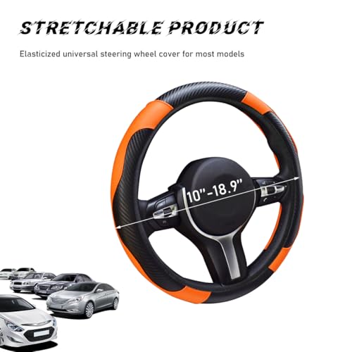 Car Steering Wheel Cover (Orange, With Lining)