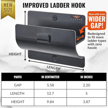 Ladder Hanger Set of 2 for Garage Wall (Black / Pack of 2 Hooks)