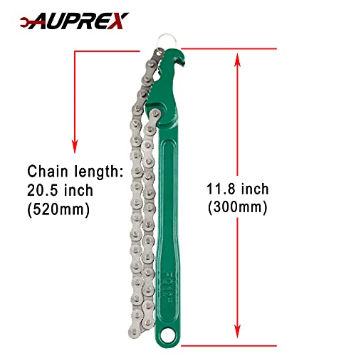 12 Inch Sturdy Carbon Steel Adjustable Heavy Duty Ratcheting Chain Oil Filter Wrench Reversible Chain Style Pipe Fitter With Multi (Green / 12 Inch)