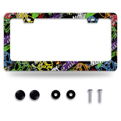 Game License Plate Frame Gamepad License Plate Holder for Car Decorative Parts Stainless Stee License Plate for Standard Us Canada Funny License Plate Frames 12x6 Inch (Game)