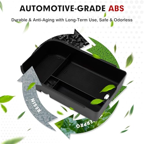 Center Console Organizer for 2024 2025 2026 Toyota Land Cruiser 250 Prado J250 LC250 Accessories Armrest Storage Box Secondary Insert Tray with Black & Red Silicone Mats (2024-2026 Toyota Land Cruiser)