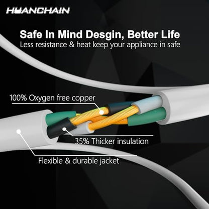 Indoor Outdoor White Extension Cord 8 FT Waterproof 16 (8 FT / 16/3 Extension Cord / White)