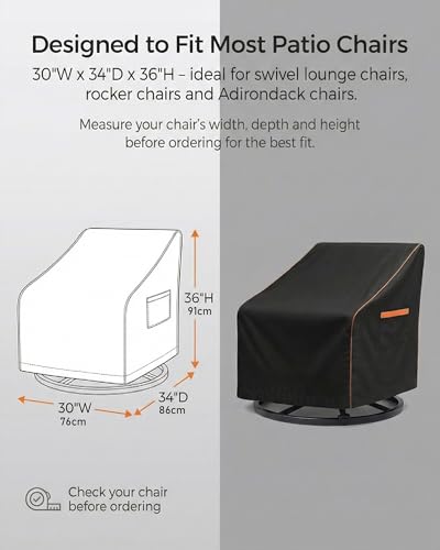 Patio Chair Covers Waterproof (Black / 30W x 34D x 36H)