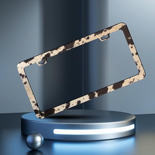 Brown Cow Print License Plate Frame Animal License Plate Frames (Brown Cow Print)