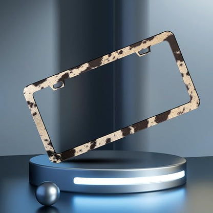 Brown Cow Print License Plate Frame Animal License Plate Frames (Brown Cow Print)