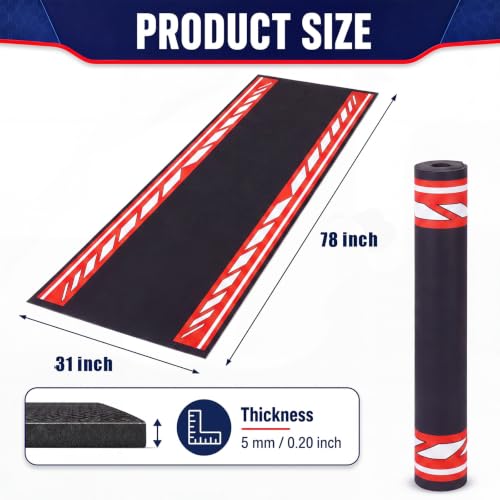Motorcycle Mat Garage Floor Rug Washable Parking Mats for Garage Floors Non Slip Oil Absorbent Pad Rubber Backing Layer Protects Floor (Red,Black / 78 X 31 Inch)