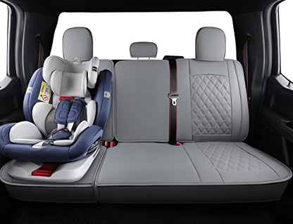 F150 Faux Leather Seat Covers Fit for 2015 ((2015-2026) Full Set / Black&Gray)
