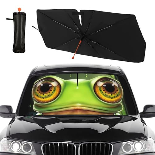Funny Frog Car Windshield Sunshade Umbrella Frog Eye Umbrella (57X31 Inch / Color-FROG1)