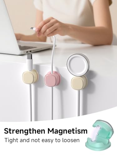 Magnetic Cable Clips (9-PCS Purple_Apricot_Cyan)