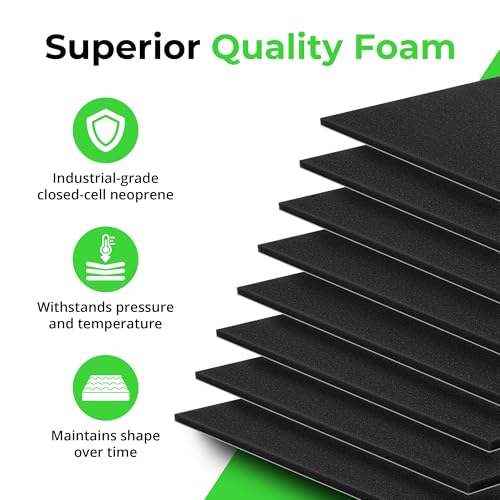 Anti Vibration Pads Furniture Pads Self Stick Versatile Adhesive Foam Rubber Pads Sheets for Appliances and Furniture (6" x 6" x 1/8" / Black)