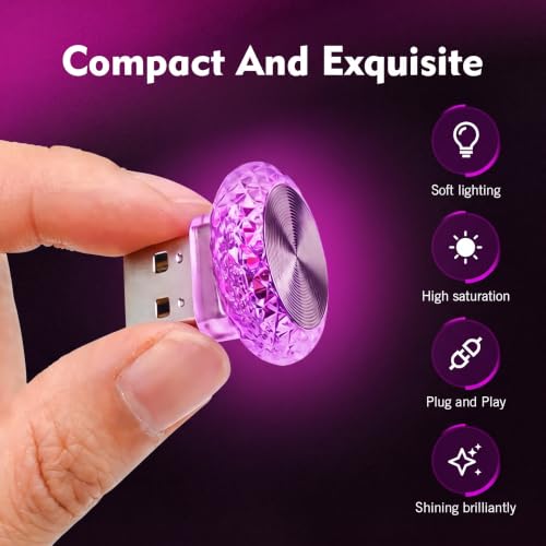 1 PC Mini Crystal USB Car Ambient Lighting (Purple / 1 PC)