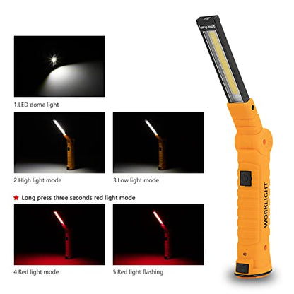 4 Pack Rechargeable LED Work Lights with Magnetic Base and 360° Rotation (Yellow / 4 Pack)