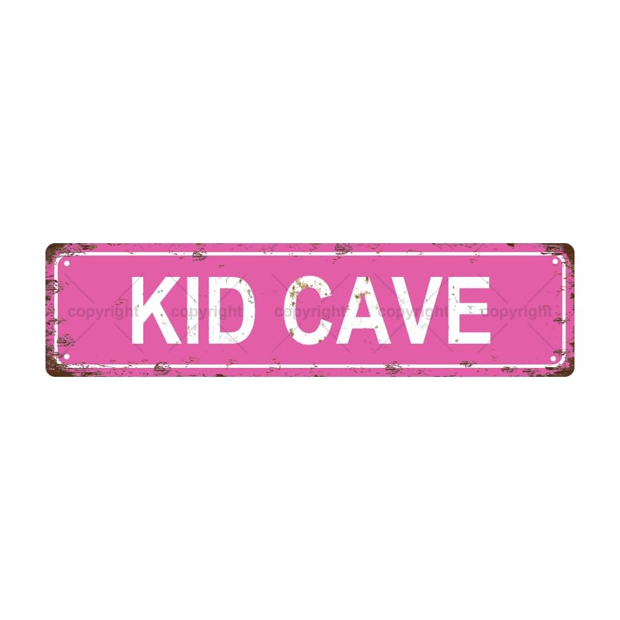 KID CAVE SPACE Metal Tin Street Sign Bar Cafe Garage Cave Home Room Wall Bathroom Farmhouse Garden Porch Patio Decor (KID CAVE)