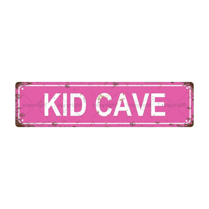 KID CAVE SPACE Metal Tin Street Sign Bar Cafe Garage Cave Home Room Wall Bathroom Farmhouse Garden Porch Patio Decor (KID CAVE)