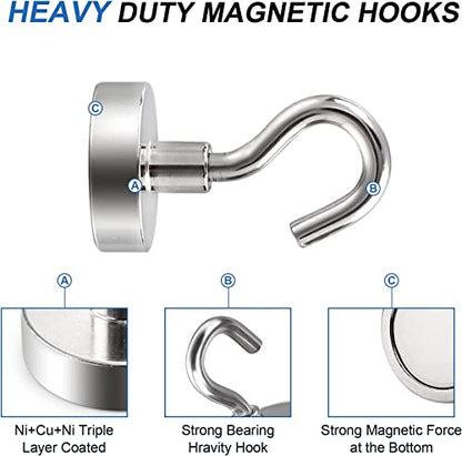 Magnetic Hooks for Cruise Cabins 30LBS Heavy Duty Magnet Hook 4 P (Silver / 0.63in)