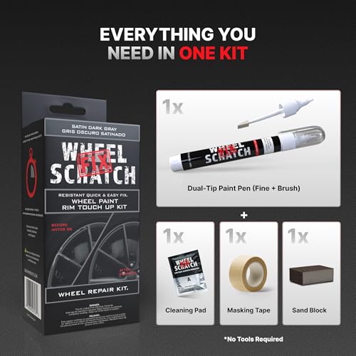 Matte Gray Rim Touch Up Paint Wheel Scratch Repair Kit (Gray - Dark/Satin - Kit)