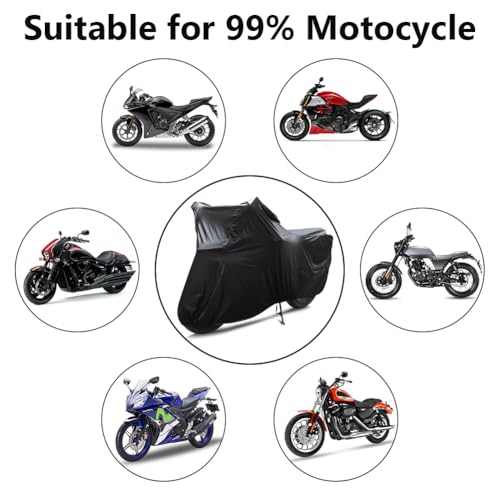 Motorcycle Cover Soft Stretch Waterproof Motor Cover Dustproof Durable Motorbike Cover for Indoor and Outdoor (96 x 49 x 41 inches)