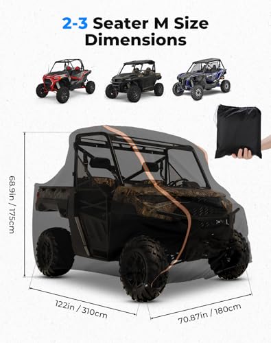 UTV Cover 2 Seater Heavy Duty Medium Size Compatible with Polaris RZR General (Medium)