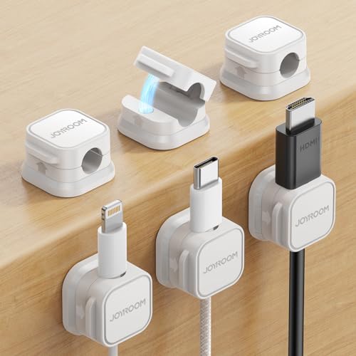 6 Pack Magnetic Cable Clips (White 6-Pack)