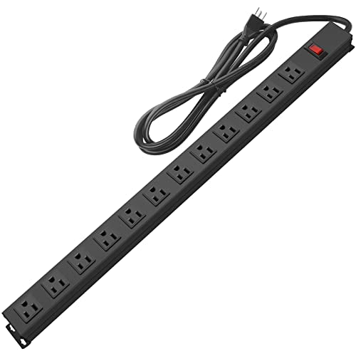 HHOSET Long Power Strip Surge Protector (Black / 10 ft)