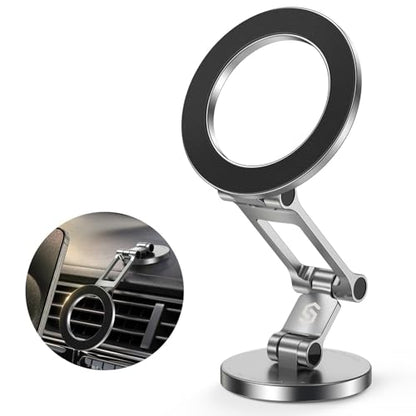 Fits MagSafe Car Mount Magnetic Phone Holder for Dash and Tesla (Titanium Silver)