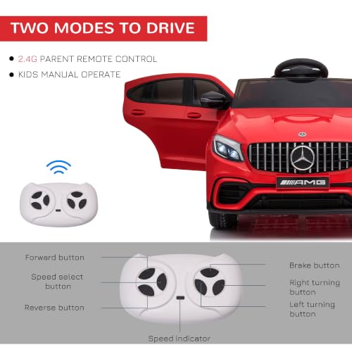 12V Toddler Ride On Car Mercedes Benz AMG GLC63S Coupe 2 Speed Red (Red)