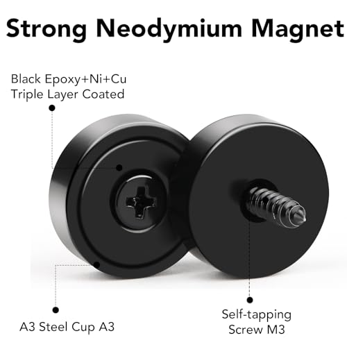Strong Magnets Heavy Duty Screw On Neodymium 20LBS Magnet 36 Pack (Black / 0.63in)