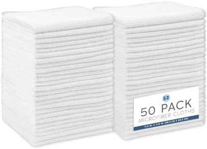 Microfiber Cleaning Cloth (White / 50 Pack)