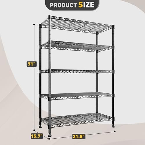 31.5" W 5 Tier Storage Shelves (5 Tier-15.7"D x 31.5"W x 71"H)