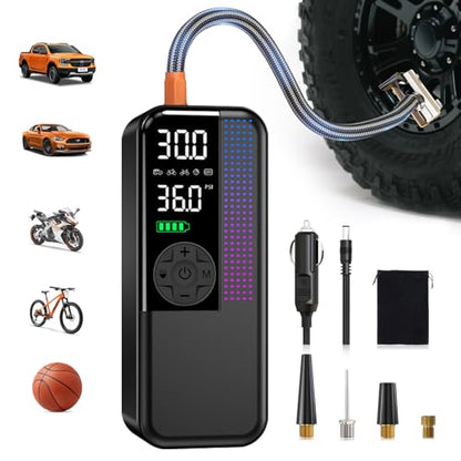 Tire Inflator Portable Air Compressor (Black / 6000mAh)