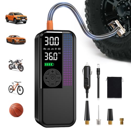 Tire Inflator Portable Air Compressor (Black / 6000mAh)