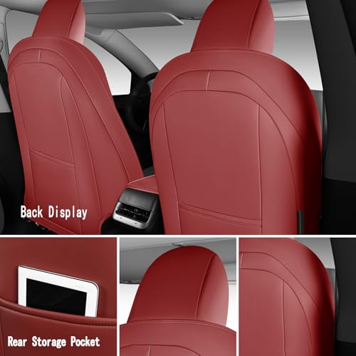 Tesla Model Y Seat Cover Full Set (Wine Red)