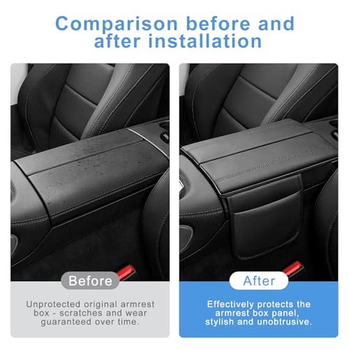 Leather Center Console Armrest Covers for 2020 (for 2020-2026 GLE-Black)