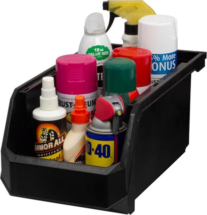 Akro Mils ReadySpace Large Stackable Plastic Storage Bins (Black / Large, 6-Pack)